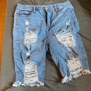 Ripped jean shorts